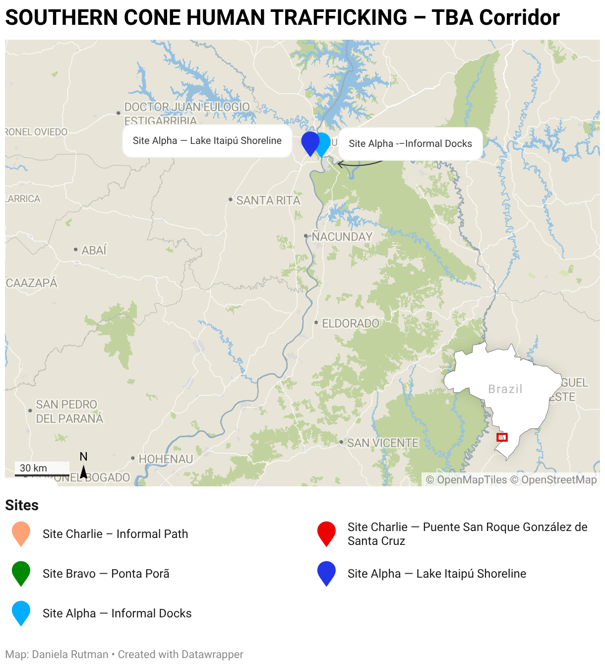 Southern Cone Human Trafficking — Frontier Crossing Typology — site overview map